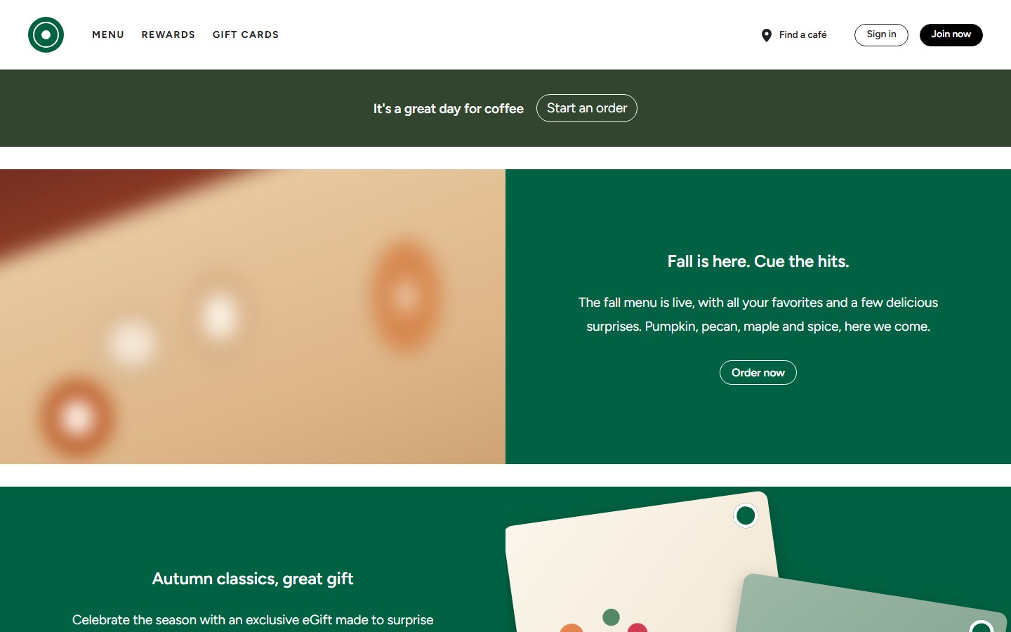 Home page in the style of Starbucks, built from Brand Styles